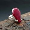Sargform Boho-Stil Roher Roter Rubin Edelstein 925 Sterlingsilber Ring Schmuck, Krappenfassung Rubinring