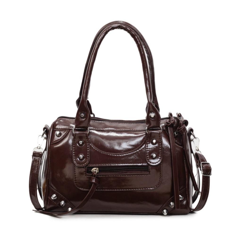 Punk Retro Underarm Bag PU Leather Pillow Handbag Fashion Boston Bag  Outdoor кофейный