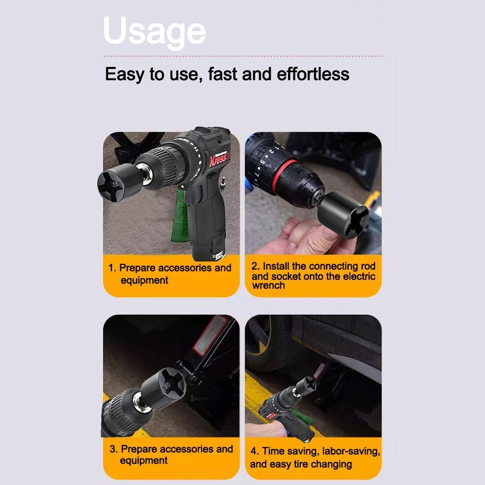 Drill Compatible Jack Socket Wrench  for Cross Vehicle Auxiliary Tire Removal