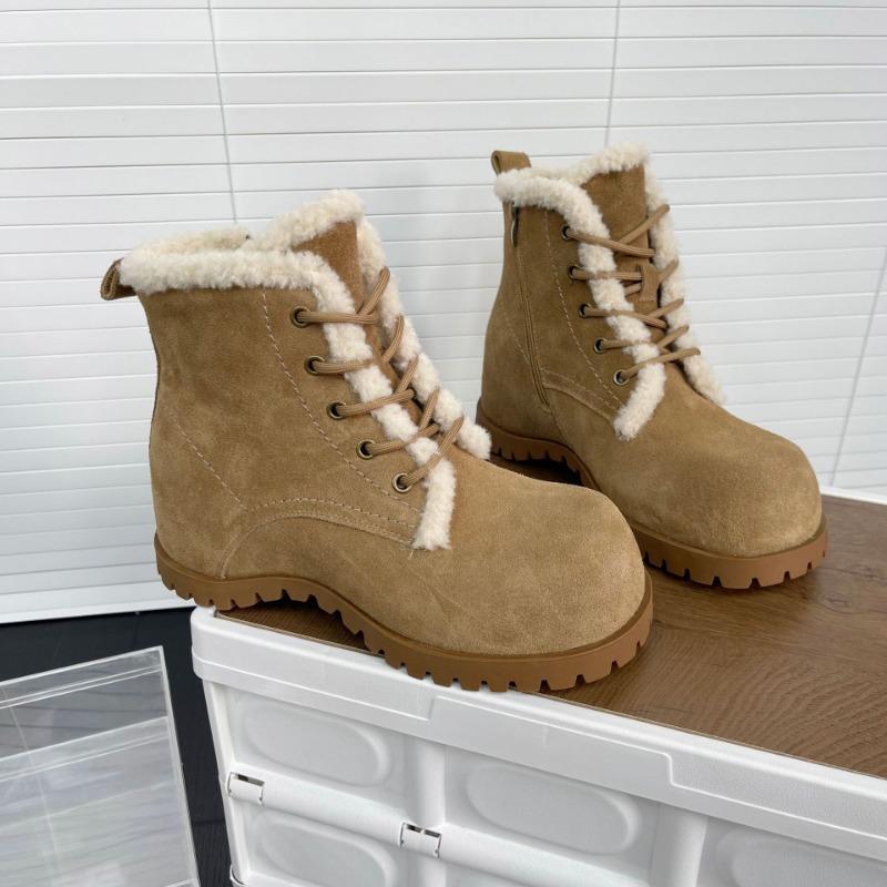 Hässlich süße dicke Kopf-Reißverschluss-Kurzstiefel Damen Winter Martin Stiefel Plüsch warm und frostschutzmittel Retro Schnürstiefel flauschige Stiefel