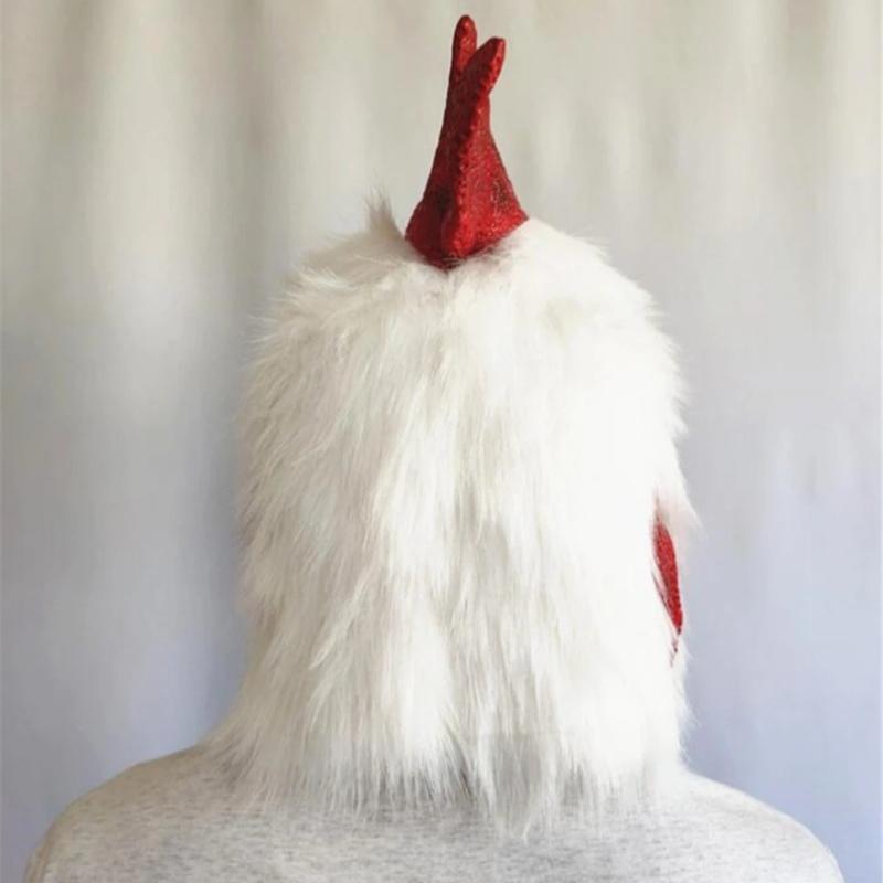 Plush Rooster Mask - Halloween Animal Headgear Cosplay Costume Accessory for Parties Dances Stage Makeup Ideal for Theme Events