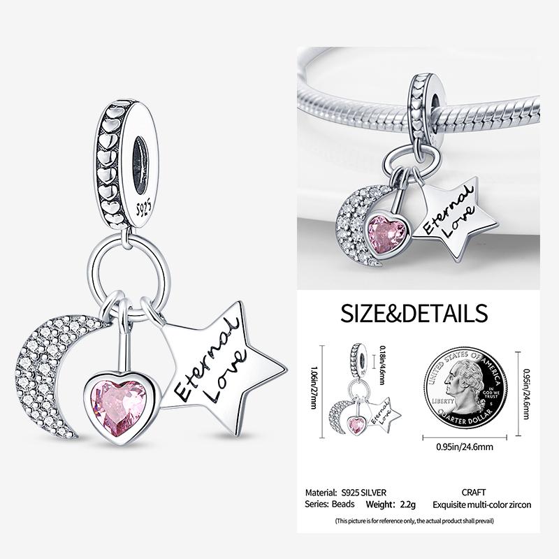 New In Star Moon Sun Series Charm Beads Fit Pandach Original Bracelet Women Copper Pendant Bead Jewelry Gift