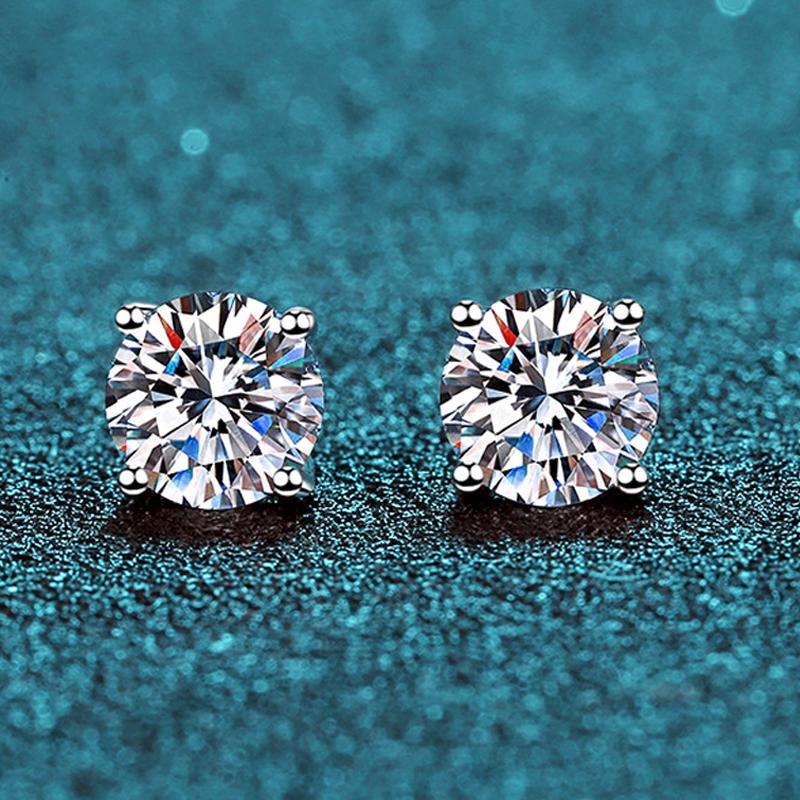 0.1-3CT Test Passed Moissanite Studs Earrings for Men Women Copper Platinum Plated Bride Wedding Diamond Studs GRA