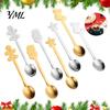 Long Handle Stirring Spoons 4Pcs Christmas Dessert Spoons, Stainless Steel Coffee with Gingerbread Winter Seasonal Tableware Man Star Stocking Snowman