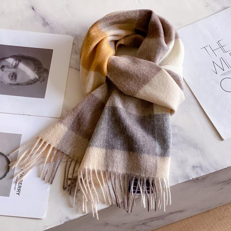 Men's Dark Blue Plaid 100% Pure Wool Scarf - Luxurious Winter Gift for Boyfriend, Father, or Elders.
