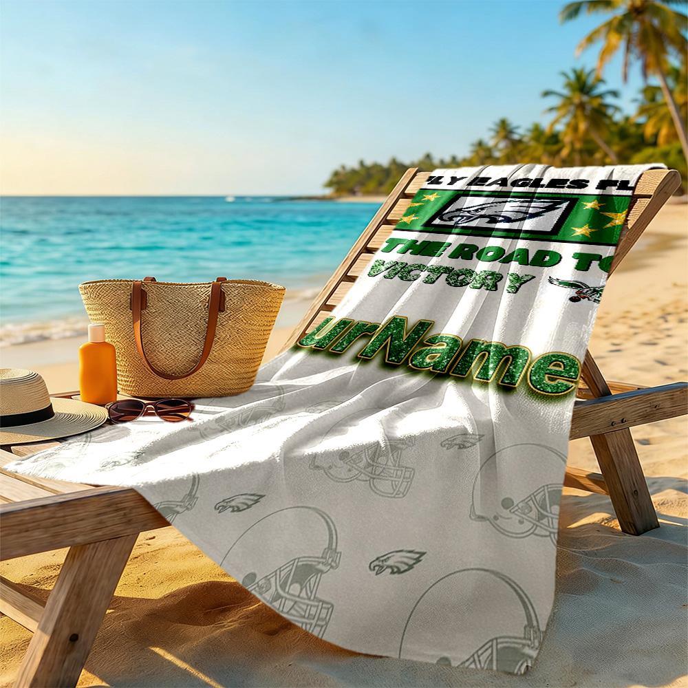 Philadelphia Eagles Customize Text Beach Towel Soft Durable Quickdry Suitable For Sports Travel Swimming Yoga Bathroom Beach And Pool