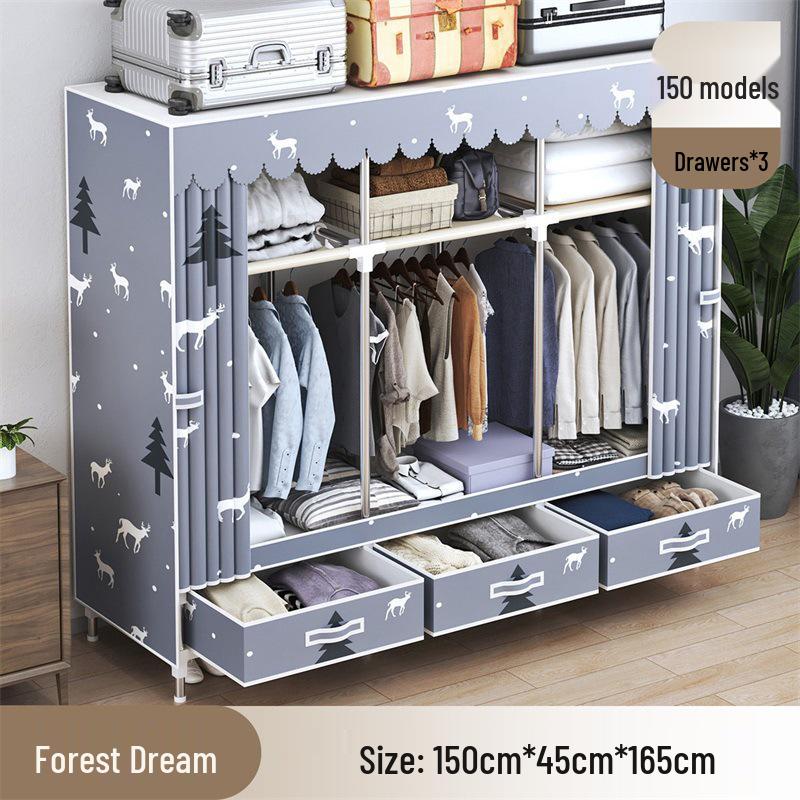 Wardrobe with Dustproof Drawers - Ideal for Rental Rooms