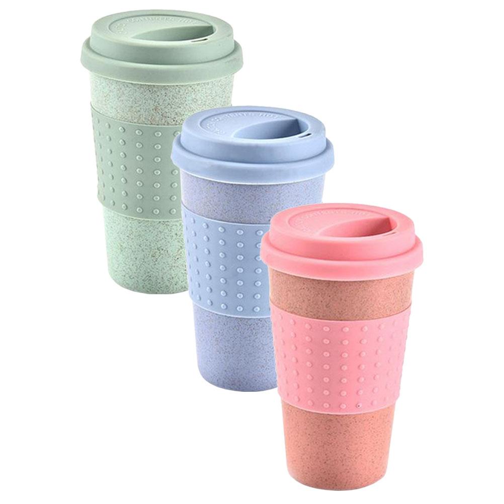 3 Stück Kaffeetassen mit Deckeln Kunststoff für Küche Klein Trinkbar Wiederverwendbar Spülmaschinenfest Camping Reise