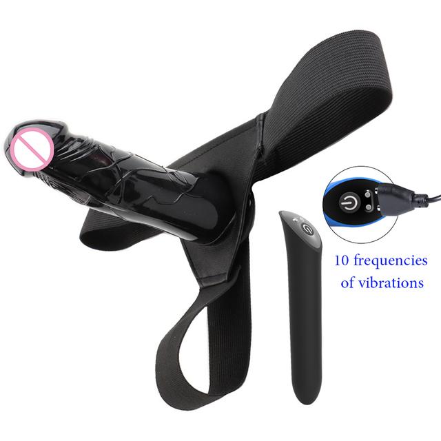 Hollow Dildo na pasku sprawi, że będziesz twardy Dildo big dick Sex zabawki prawdziwy Penis pasy Strapon uprząż dla mężczyzn nakładka na penisa fałszywy kogut