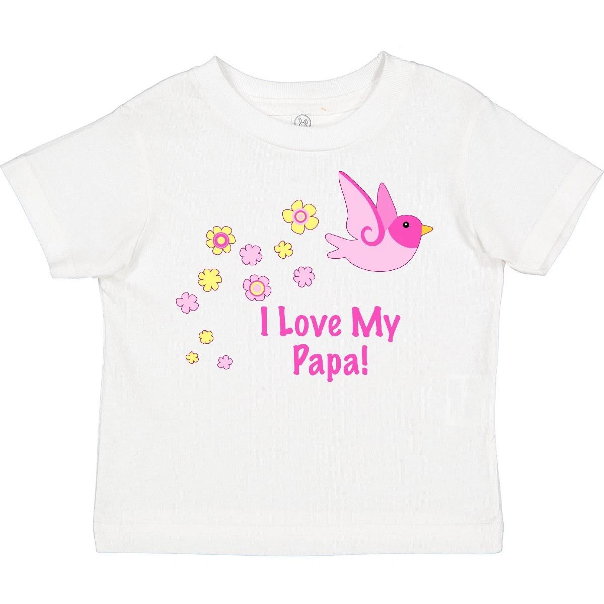 Inktastic I Love My Papa! Toddler T-Shirt Girl Bird Flowers Pink Child Kid 130