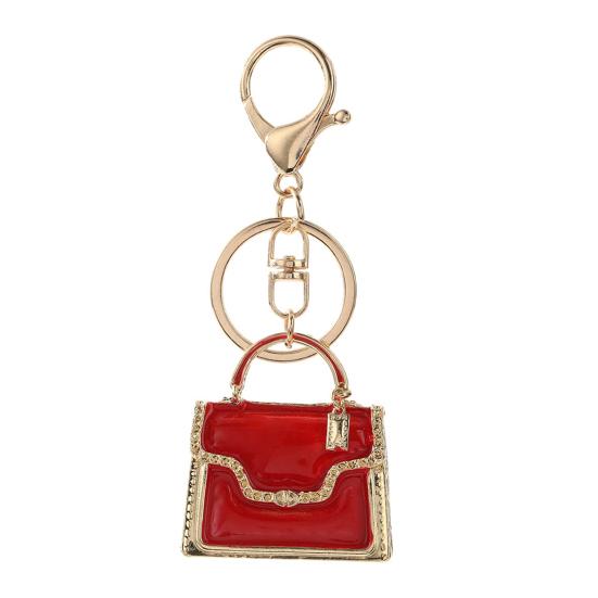 

Keychain Pendant Enamel Mini Handbag Design Key Chain with Anti-Oxidation Lobster Clasp Decorative Backpacks Accessory красный