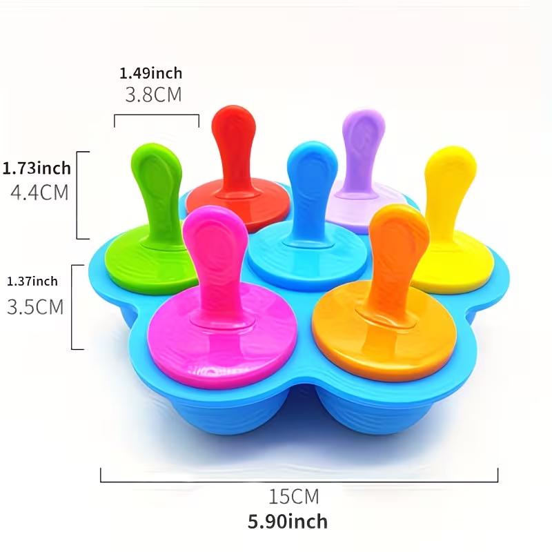 7-Cavity Silicone Ice Cream Mold Popsicle Maker with Handles Drip Tray DIY Food Grade Reusable Ice Pop Mold for Homemade Ice Cream, Juice, Smoothies