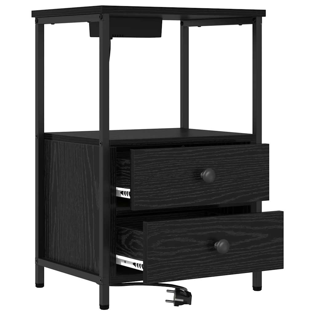 Nightstand Set of 2 Black Oak Effect 40 X 31 X 60 Cm