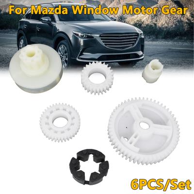 6 adet elektrikli cam motoru dişli regülatörü yedek parçalar ABS + kauçuk G22C5958X Mazda 3 5 6 için evrensel destek CX-7 CX-9 RX-8