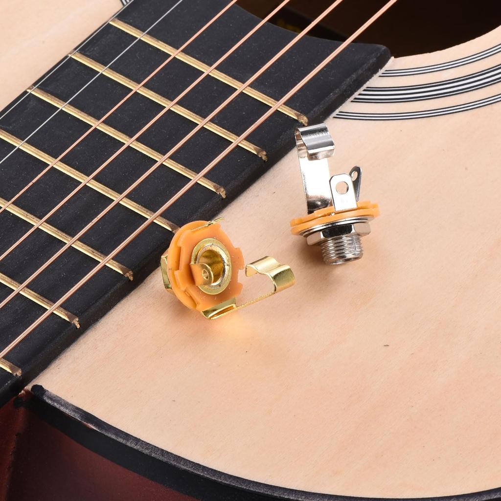 Uxcell Guitar Input Stereo Jack Mono Panel Mount for and Footswitches 8-Pack Jacks, 1/4" Sockets, Silver, Guitars, Basses, Speakers,