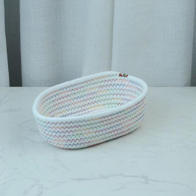 Сплетенная вручную хлопковая корзина для хранения настольных мелочей — органайзер в форме лодки для закусок, косметики и многого другого Large size 30*17*9