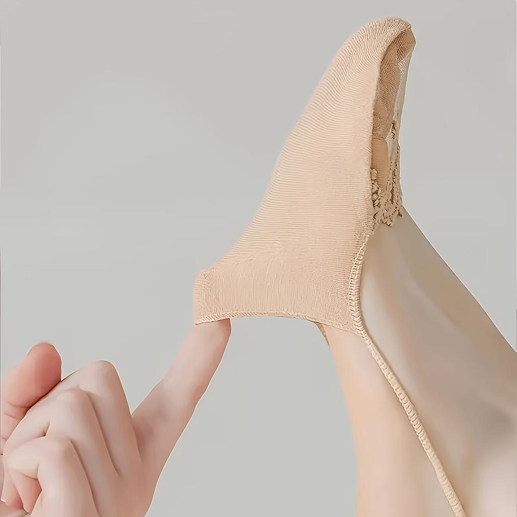 4 Pairs Lace Suspender Boat Socks Non Slip No Show Invisible Slingback Socks Sweat Absorbent Half Palm Toe Cover for High Heels