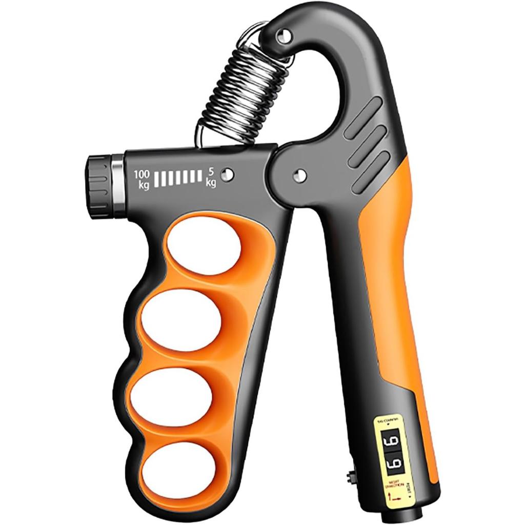 Allenatore di Forza della Presa, Rafforza Presa Mano con Resistenza Regolabile 5-100 kg(5-100 kg), Contatore Automatico, Design Ergonomico, Rafforza Avambracci