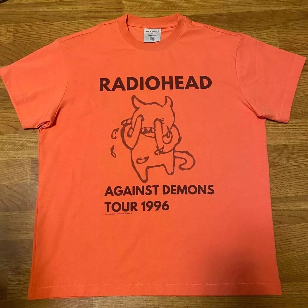 Radiohead T Shirt Against Demons Tour 1996 Orange Color Unisex S5XL Unisex T-Shirt L