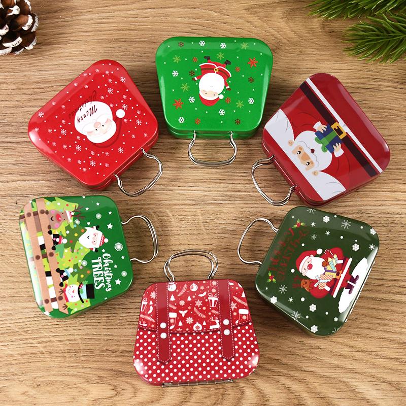 Christmas Handbag Shape Candy Box Metal Tin Cookie Gift Packaging Boxes Kids Xmas Party Favors Happy New Year 2025 Noel Decor