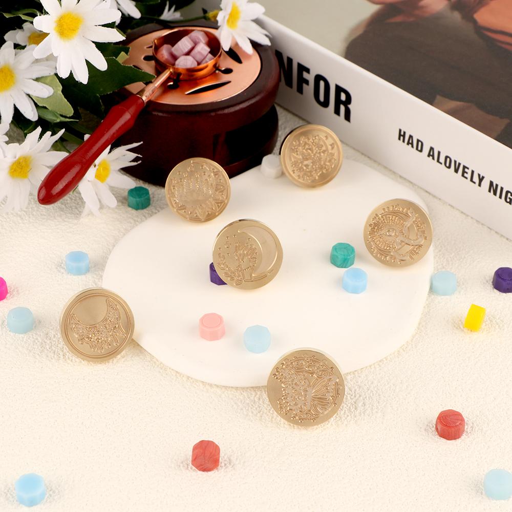 Witch Moon Theme Wax Seal Stamp Replaceable Sealing Wax Stamp 25mm Brass Head for Halloween Invitations Envelope Cards Decoratio