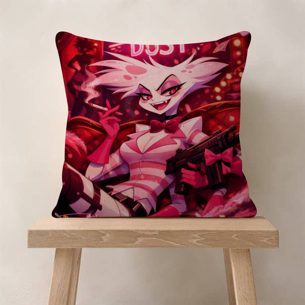 Anime Hhazbin Hhotel Angel Pillow Covers Cartoon Sofa Decorative Home Doublesided Printing Short Plush Cute Cushion Cover