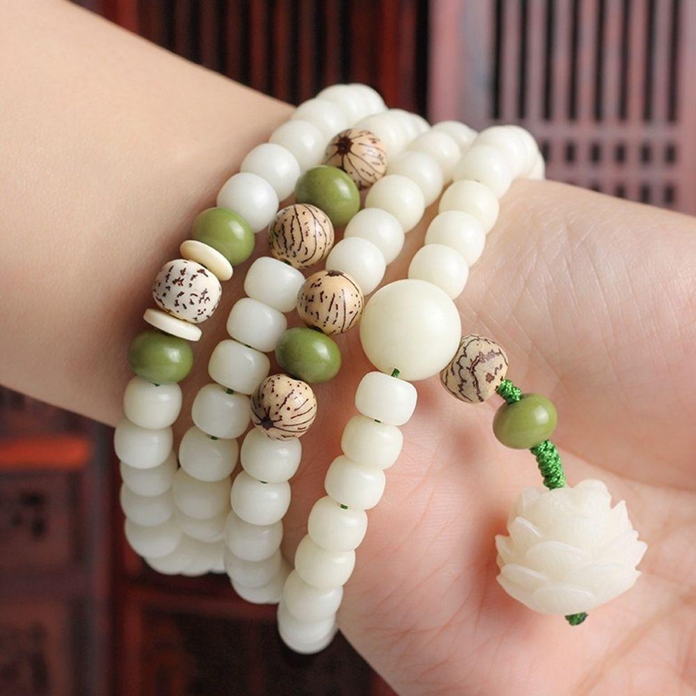 Tassel Ethnic Necklace Bodhi Bracelet Beads Bracelets Chinese Style Bracelets White  Bracelets