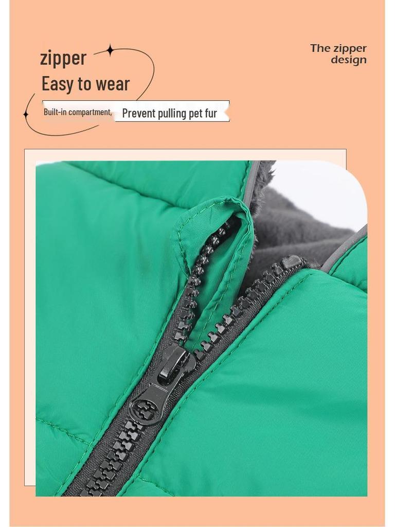 Warm Reflective Dog Coat with Harness - Thickened Cotton for Autumn/Winter