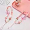 Süße und niedliche rosa Erdbeere Handy-Anhänger Handyketten für Damen Perlenkette Handy-Anhänger Charme Schlüsselband gegen Verlust Schmuck