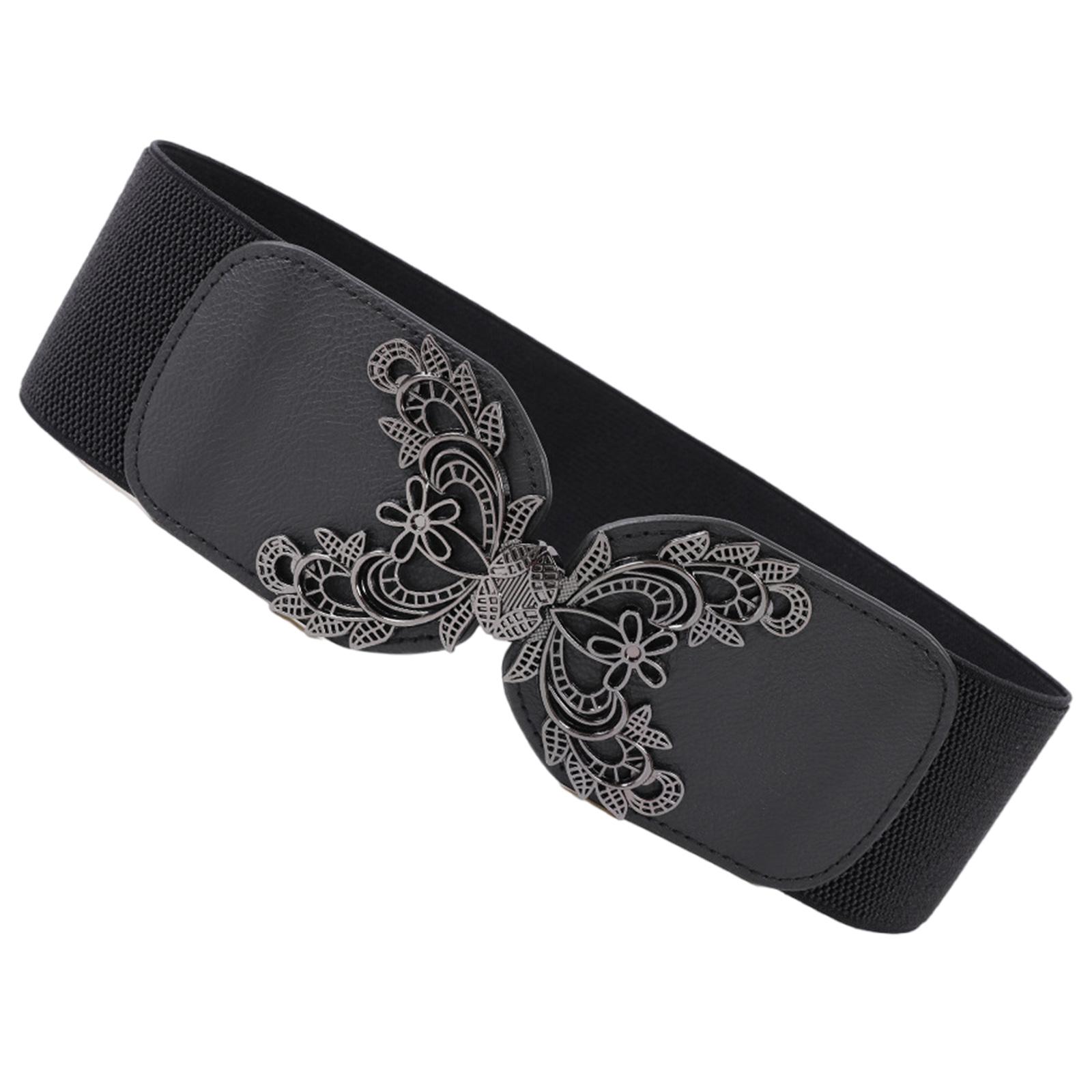 

Пояс из искусственной кожи, эластичный пояс-корсет для женщин, девушек, стильный широкий ремень, украшение на талию для модной леди чёрный