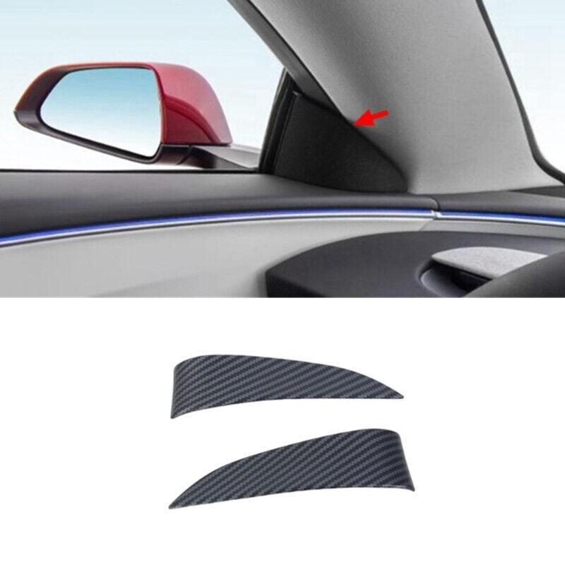For Tesla Model 3 2024-2025 Carbon Fiber A Pillar Front Triangle Cover Trim 2PCS