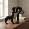 Abstract Person and Dog Statue Resin Canine Sculpture HandPainted Pet Memorial for