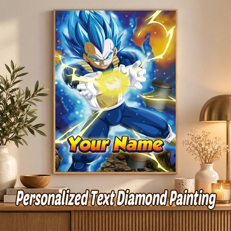 Dragon Ball Vegeta Custom Name Diamond Painting Personalized 5D Full Drill DIY Diamond Art Home Decor