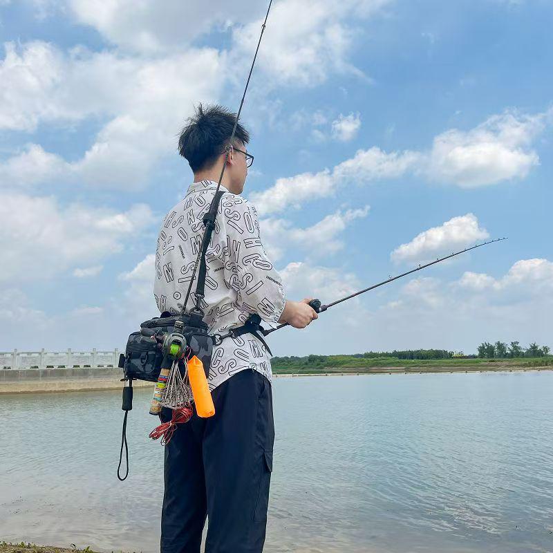 Multifunctional Fishing Waist Bag with Rod Holder and Large Capacity Storage