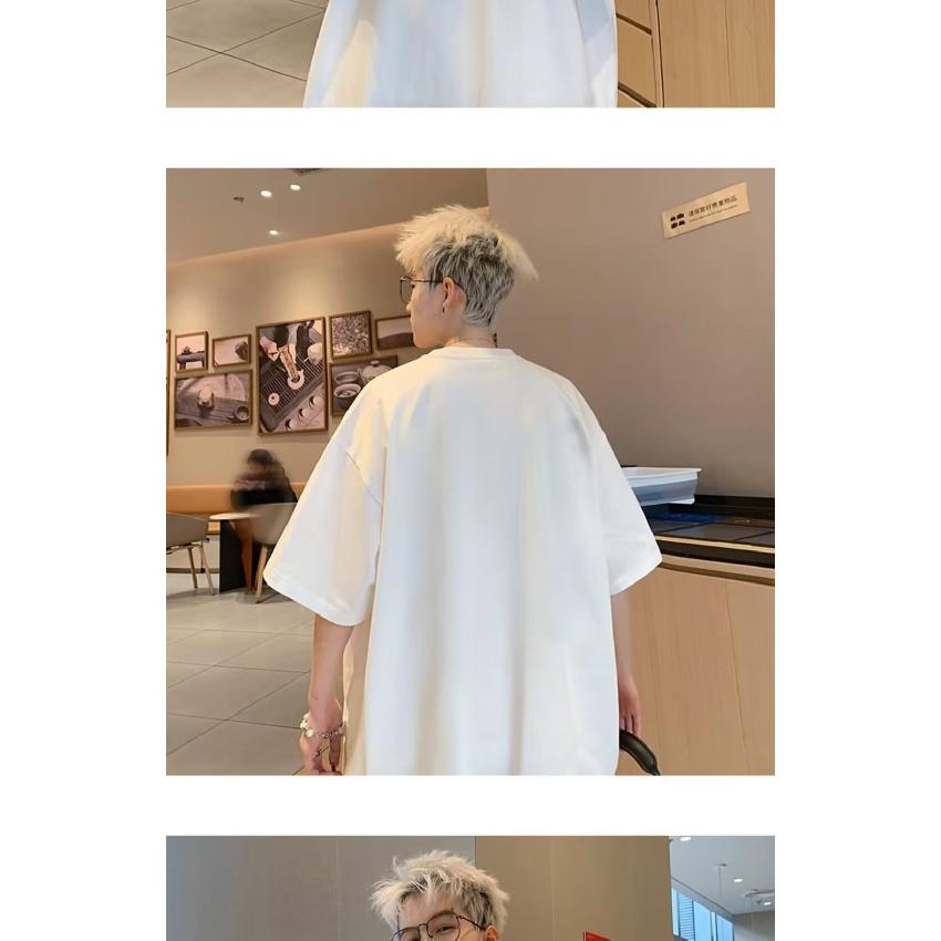 Men'S Trendy Letter Round Neck Printed Short Sleeved T-Shirt For Summer Ins Loose Casual Top