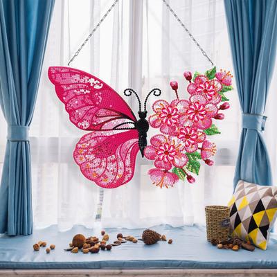 Butterfly Diamond Painting Pendant Kit Vibrant Color Sparkling PVC DIY Embroidery Pendant Window Wall Decoration