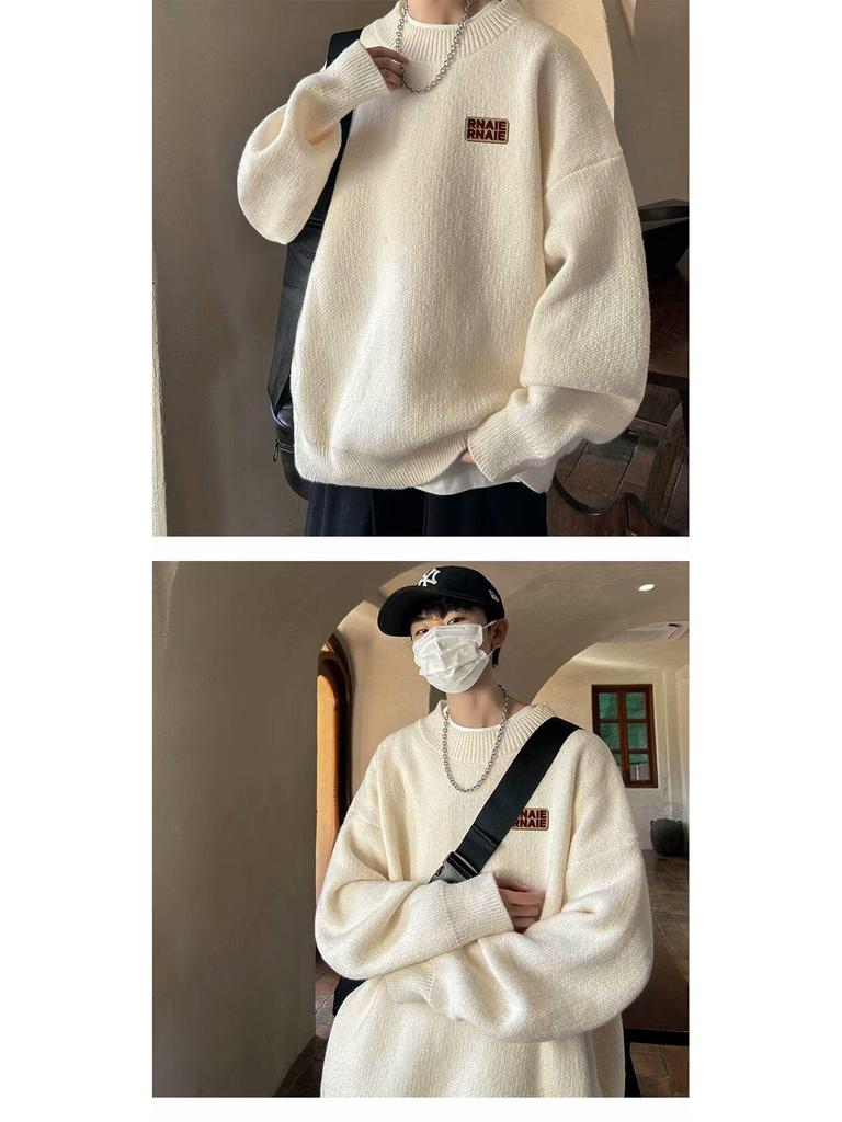 Men's American-Style Sweater - Autumn/Winter Warm Loose Knit Pullover