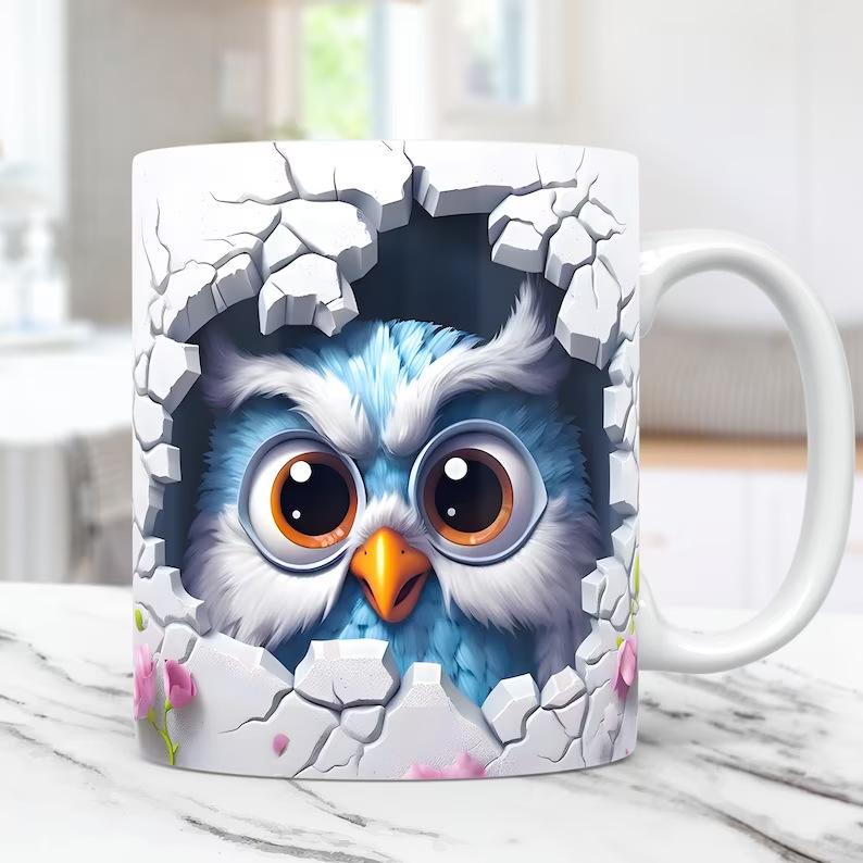 3D Owl Owl Ceramic Coffee Mug Cute Baby Tea Cup New Animal Animal Bird A1
