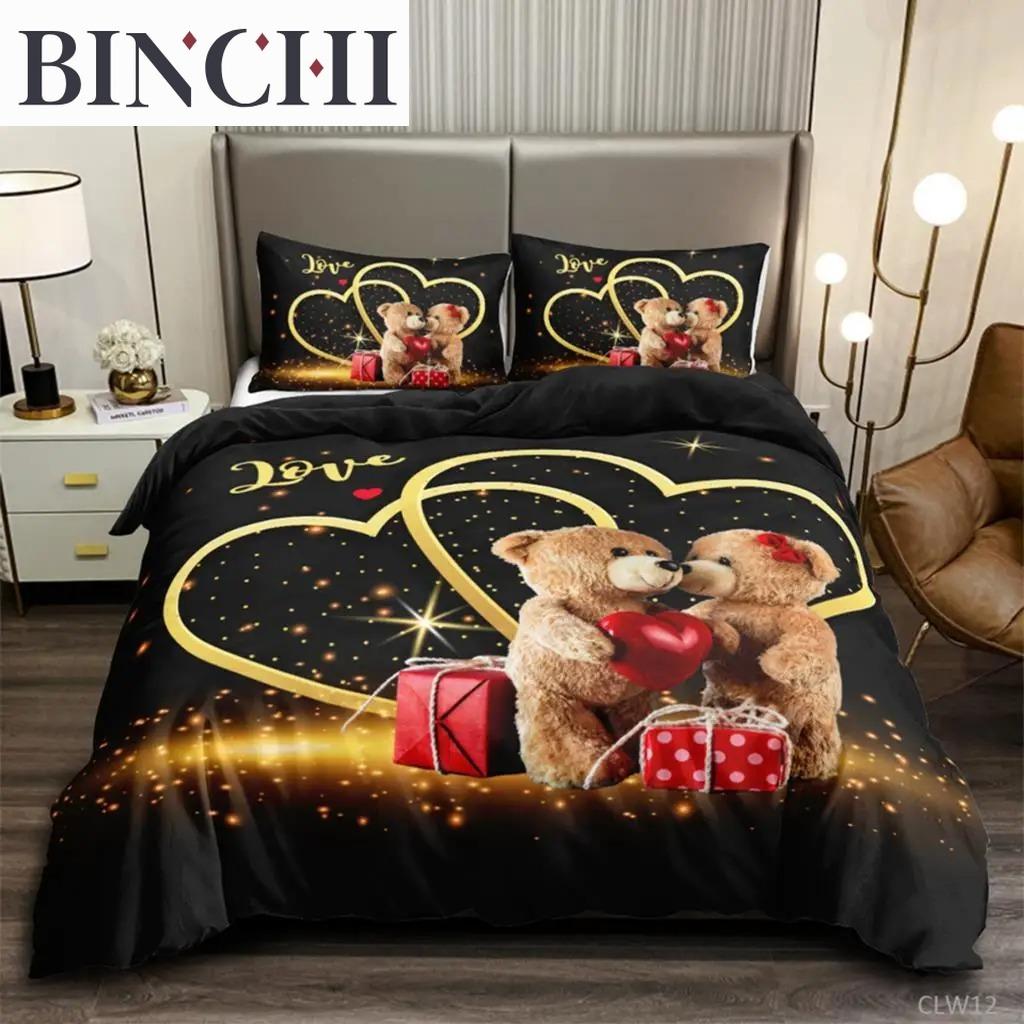 Romantic Red Rose Duvet Cover Set Printed Floral Bedding for Adults Teens Blossom Flower Theme Comforter