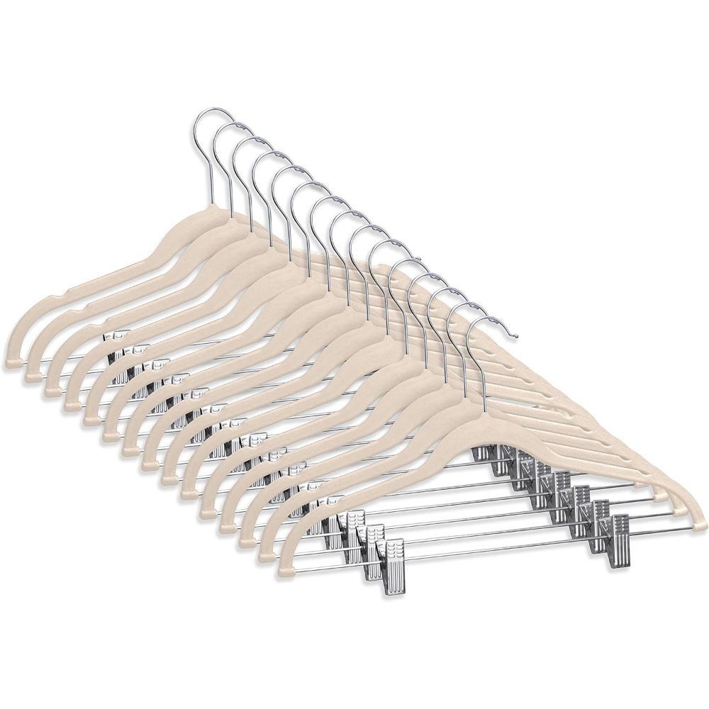 Velvet Hangers with Metal Clip for Pants Non Slip Felt Skirt Hangers for Pants Skirts Suits Dresses  Shirts with 360 Degree Hook