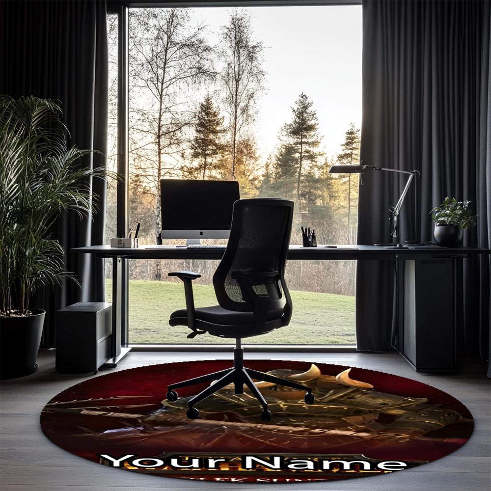 Custom Name Total War Warhammer Printed Round Rug Carpet Chair Rug Area Rug Entryway Doormats,for Office Chair Living Room Bedroom Kitchen Room.