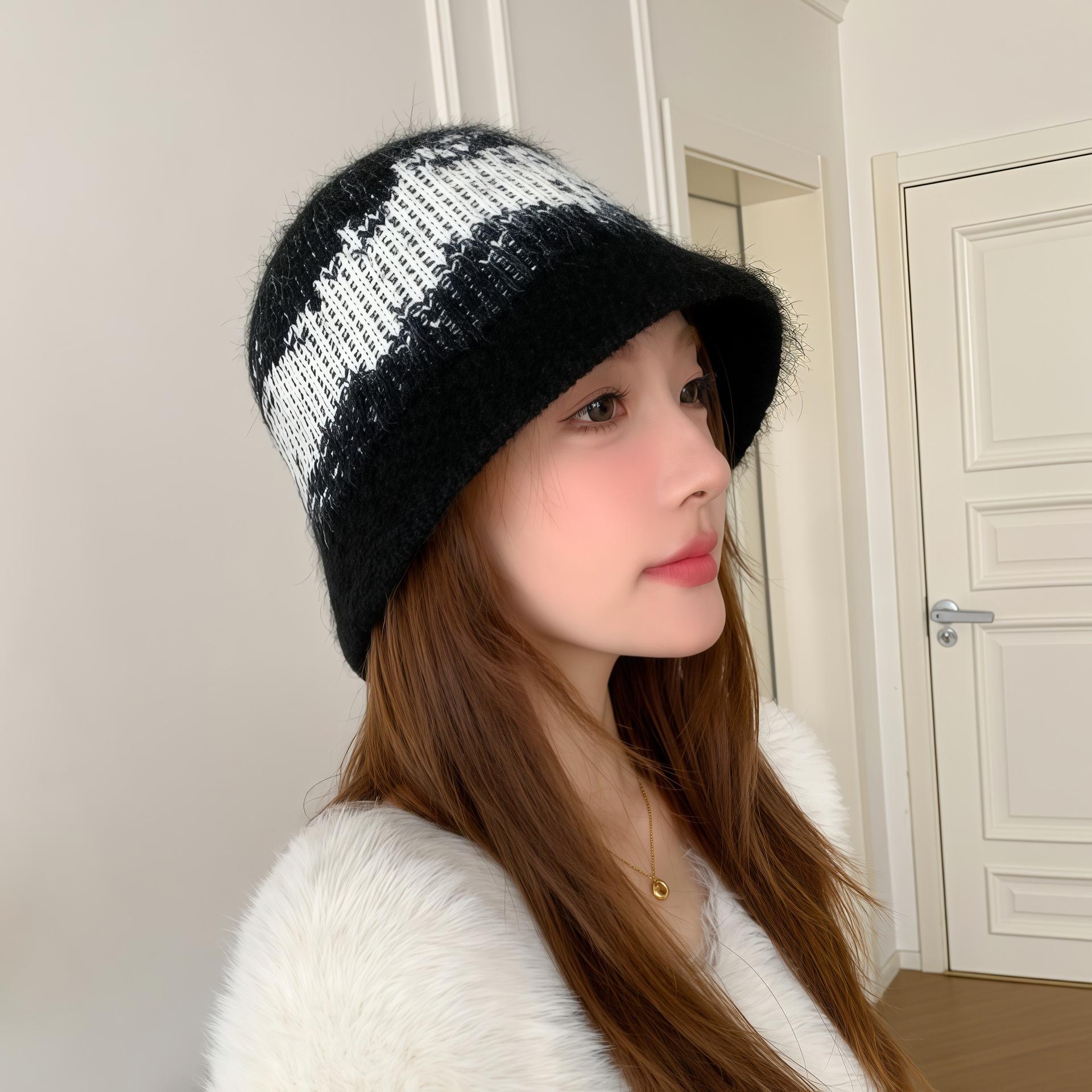 

Панама из овечьей шерсти в корейском стиле - Теплая высококачественная шляпа-рыбачка для женщин чёрный