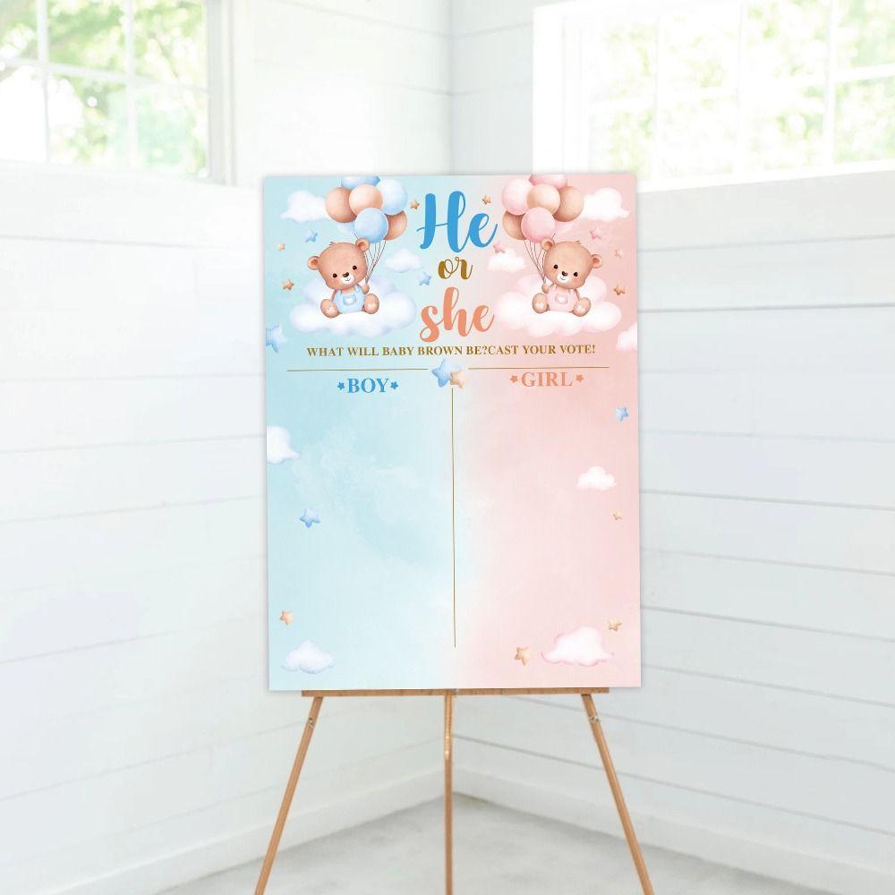With Stickers Gender Revealed Voting Game Paper He or She Poster Board Party