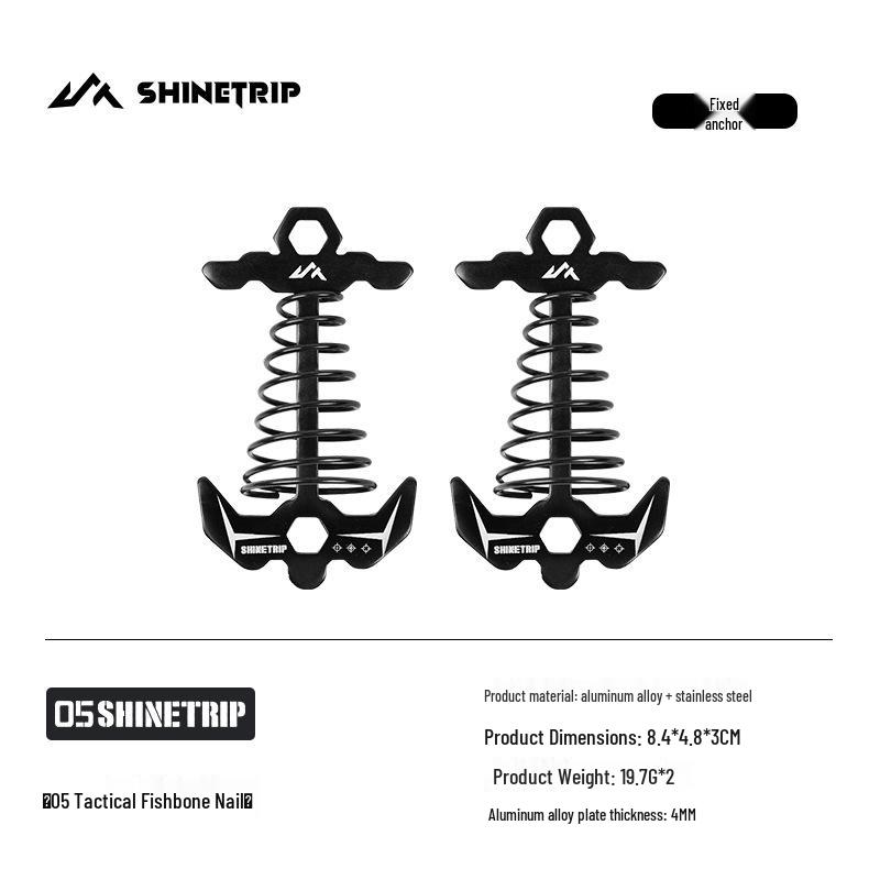 MountFun ShineTrip Tactical Outdoor Fishbone Tent Pegs - Multi-functional Metal Spring Buckle.