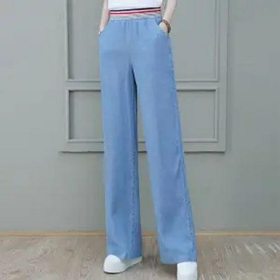 Pantalones de Pierna Ancha de Denim Tencel de Cintura Alta para Mujer - Seda de Hielo, Edición Verano 2026