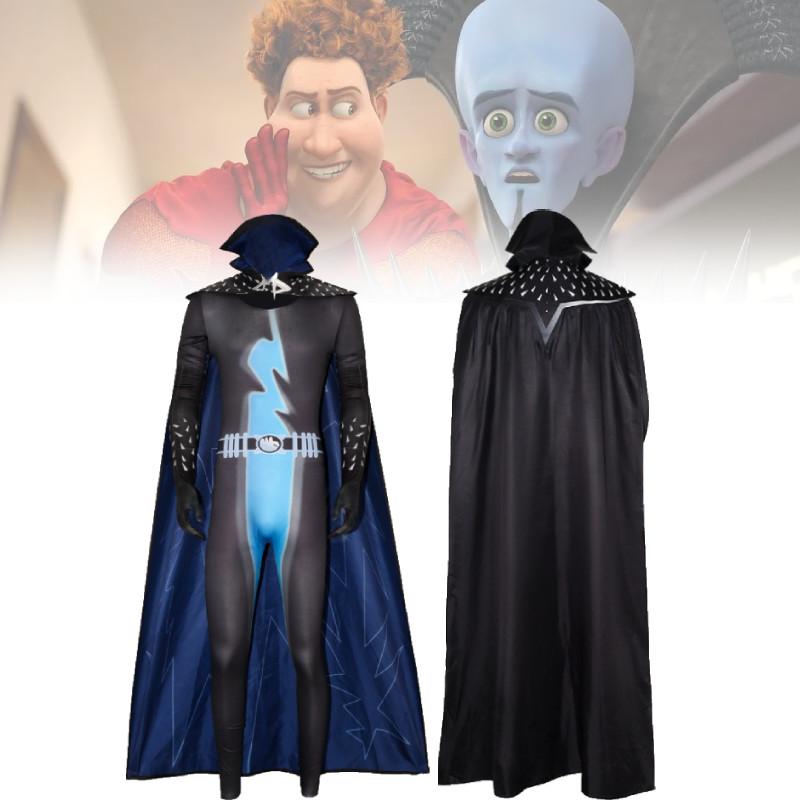 Megamind-Plüschkostüm für Superschurken-Cosplay aus kuscheligem Chenille-Stoff mit niedlichem Design. Erhältlich in verschiedenen Größen von S bis XXL.