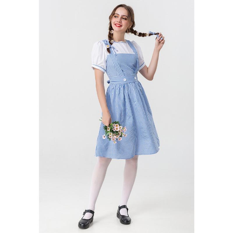 Halloween Parent-Child Adventures of Oz Blue plaid dress with headdress, daily cute style skirt