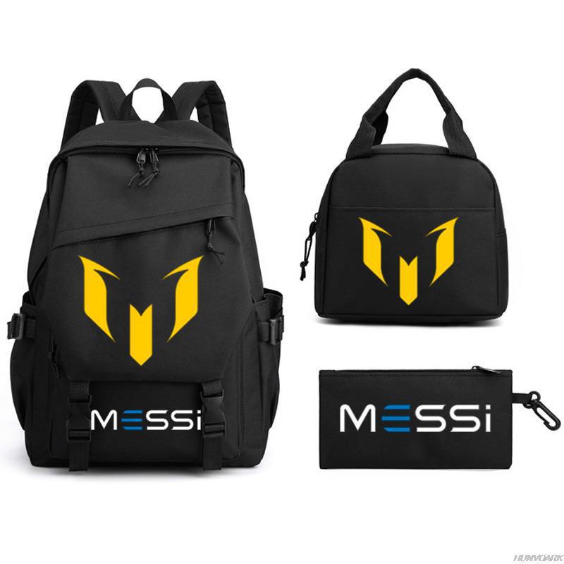 Football Star Peripheral Backpack, Primary And Secondary School Student Schoolbag Three-Piece Set, Lunch Bag, Pencil Bag Set, College Style