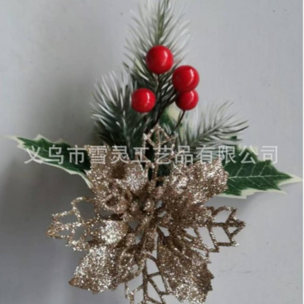 Christmas Needles, Red Berries, Christmas Flowers, Christmas Tree Ornaments And Props