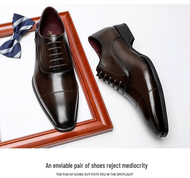 Men's Plus Size Genuine Leather Formal Wedding Shoes - Three-Piece Square Toe Design.